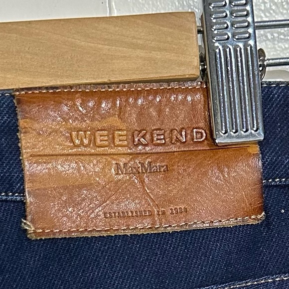 Max Mara royal blue denim jeans with brown stitching - Picture 5 of 7